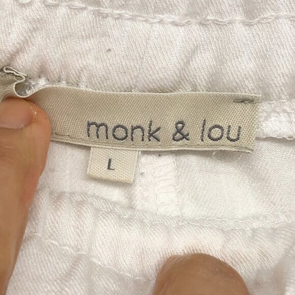 Monk & Lou White loungewear joggers Sweatpants Pockets  size LG - Picture 8 of 16
